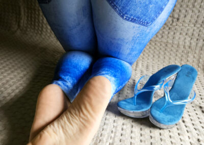 Amy Luxe Blue High Heel Flip Flops
